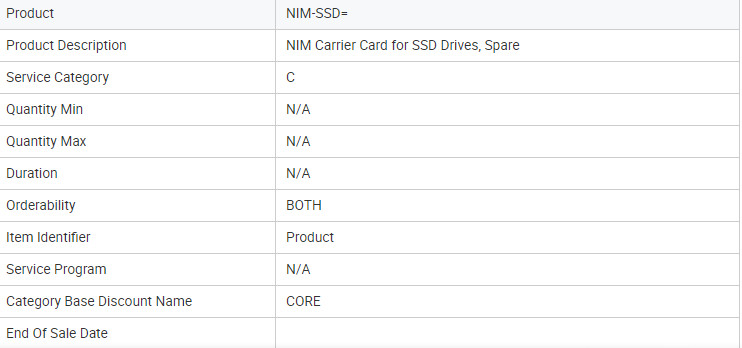 CISCO NIM-SSD New in Box ISR4400 Series Integrated Services Router Module Carrier Card for SSD Drives