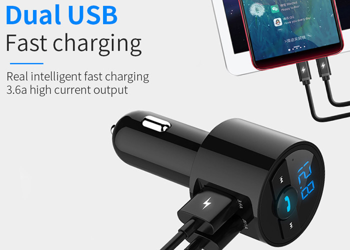 A2DP Bluetooth FM Transmitter Car Kit 10m Operating Voice Navigation