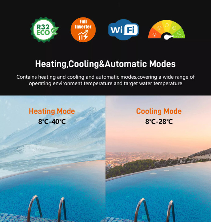 R32 Inverter Pool Heat Pump With High Efficiency Eco-Friendly Refrigerant And Quiet Operation