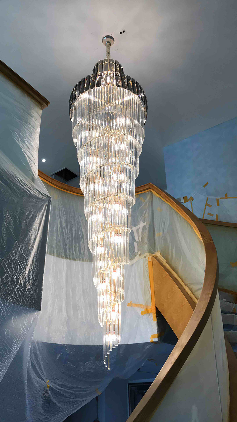 Luxury crystal chandelier for staircase spiral design modern crystal lamp(WH-NC-95)