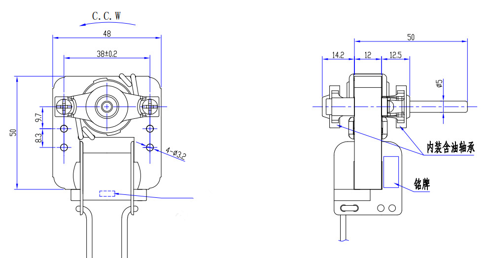 Shaded Pole CL.E Single Phase Ac Series Motor For Cross Flow Fan