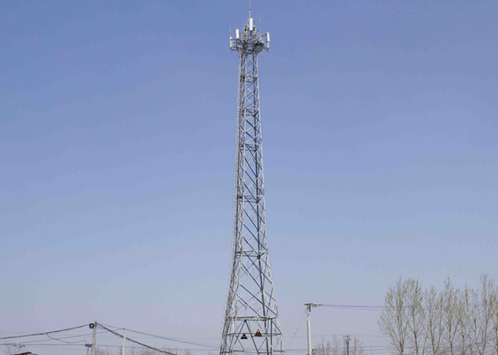 100M Communication Network Angle Steel Telecommunication Tower , HDG Self Supporting Communication Radio Tower