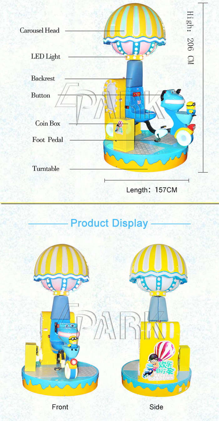Kids Racing Video Game Machine Happy Sports Real Bicycle Rotation Carousel Platform