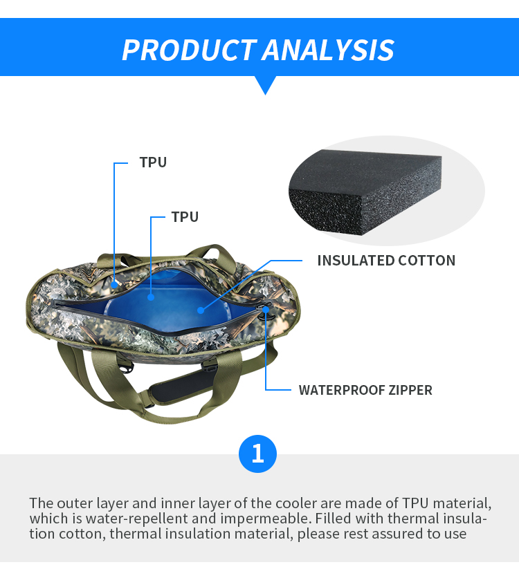TPU Waterproof Camo Insulated Cooler Bag , Portable Soft Cooler For Picnic