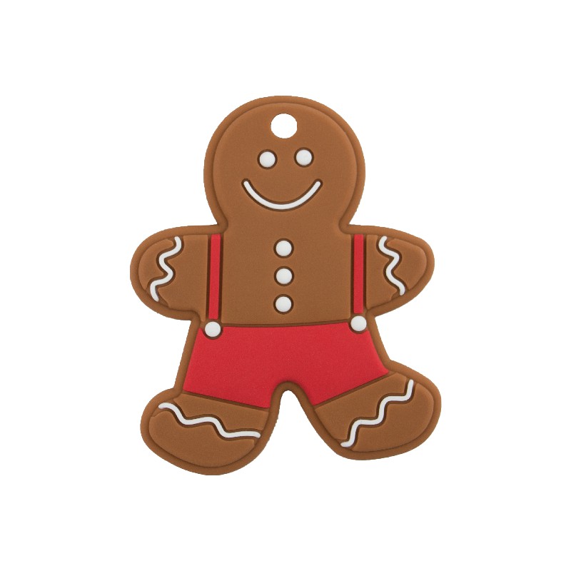 Christmas Gingerbread Man Soft Silicone Teether Colorful For Baby Teething