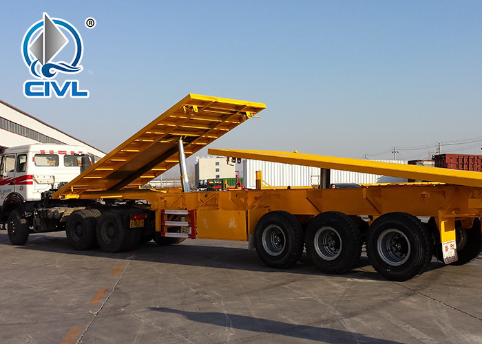 2/3/4 Axles Flatbed Semi-Trailer For Transporting Containers Jost Support Leg Fuwa Axle/ BPW Axle