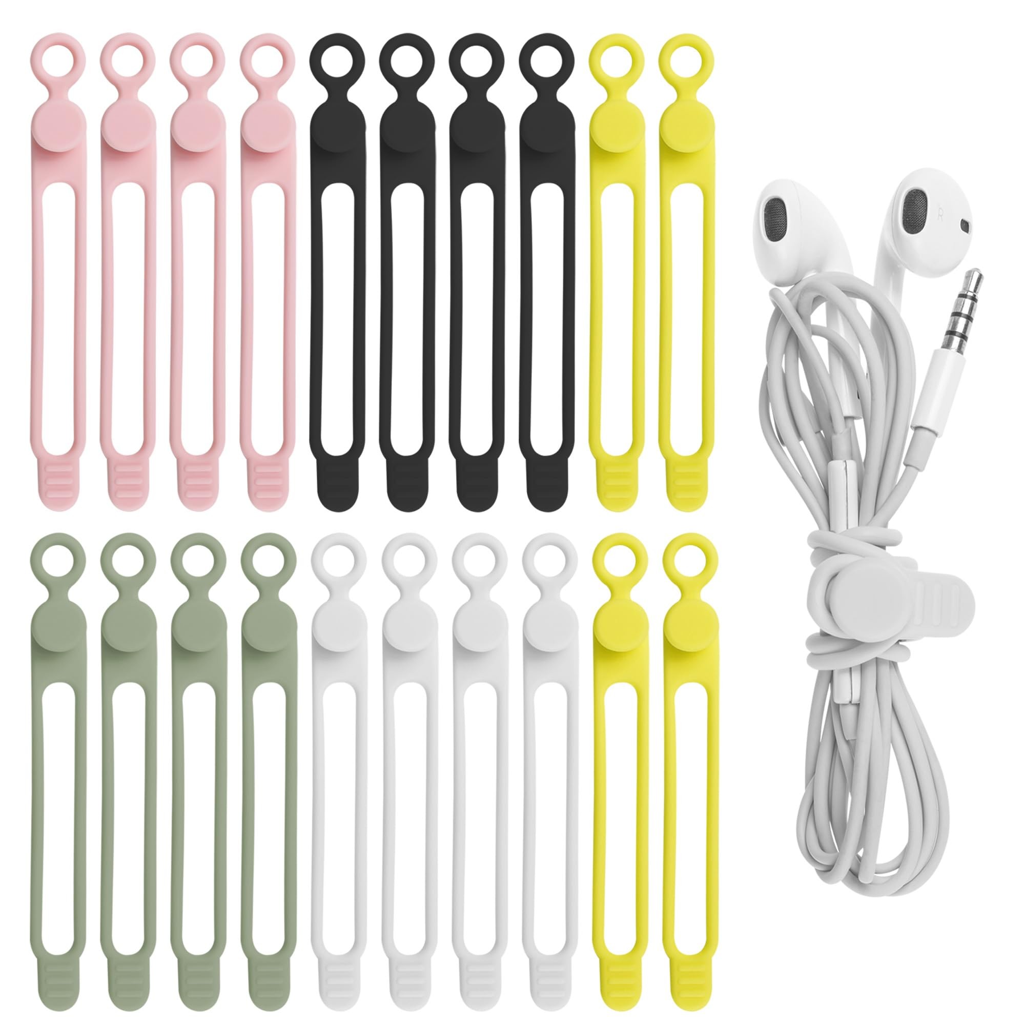Silicone Cable Management Organizer Multipurpose Elastic Cord Organizer For Bundling And Fastening Cable Cords Wire Tie