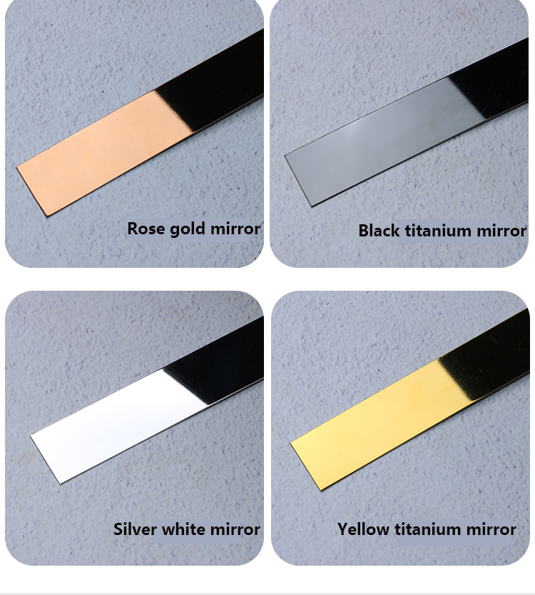 Shiny Brass Stainless Steel Flat Trim Strips Metal Wall For Decoration