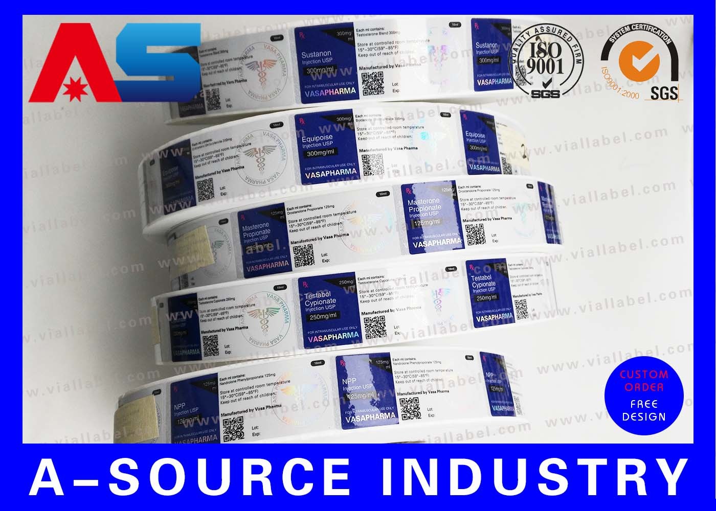 15ml Peptide Bottle Labels Glossy Waterproof Pharmaceutical Glass Vial Labels Hologram Medication Label Stickers