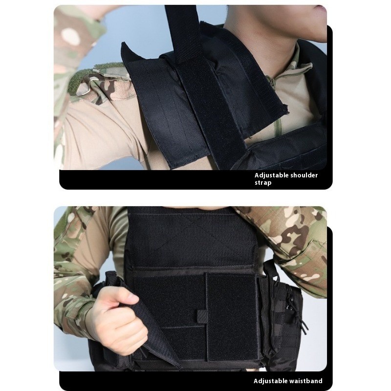 All - protective Tactical Vest for Outdoor Military Enthusiasts, MOLLE - modular Camouflage Waistcoat in Black, Complete Set of Equipment