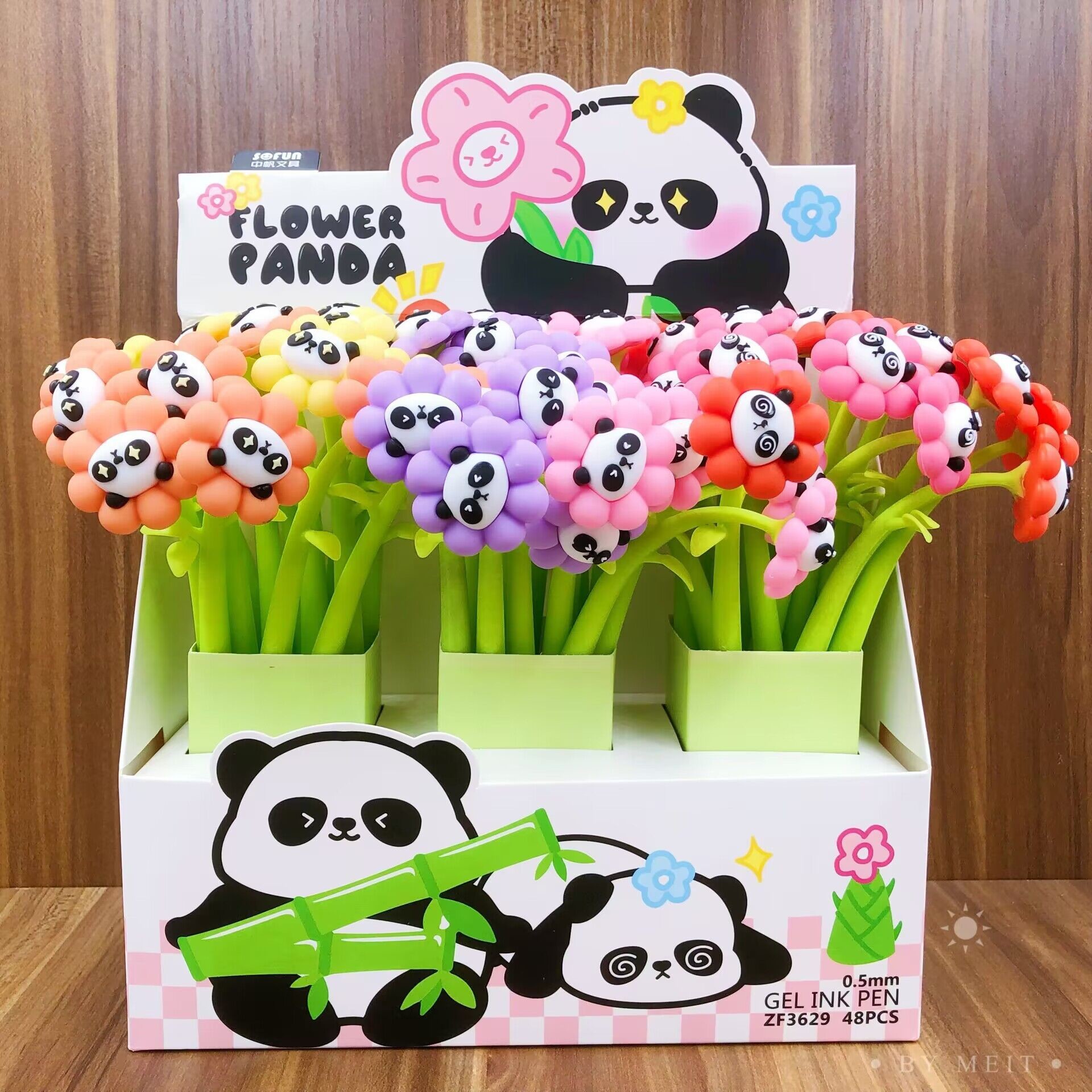 Panda Flower Pens Rose Shaped Ballpoint Pen Creative Liquid Black 0.5mm Gel Ink Rollerball Pen For Girls Women, Office School Decoration Supplies