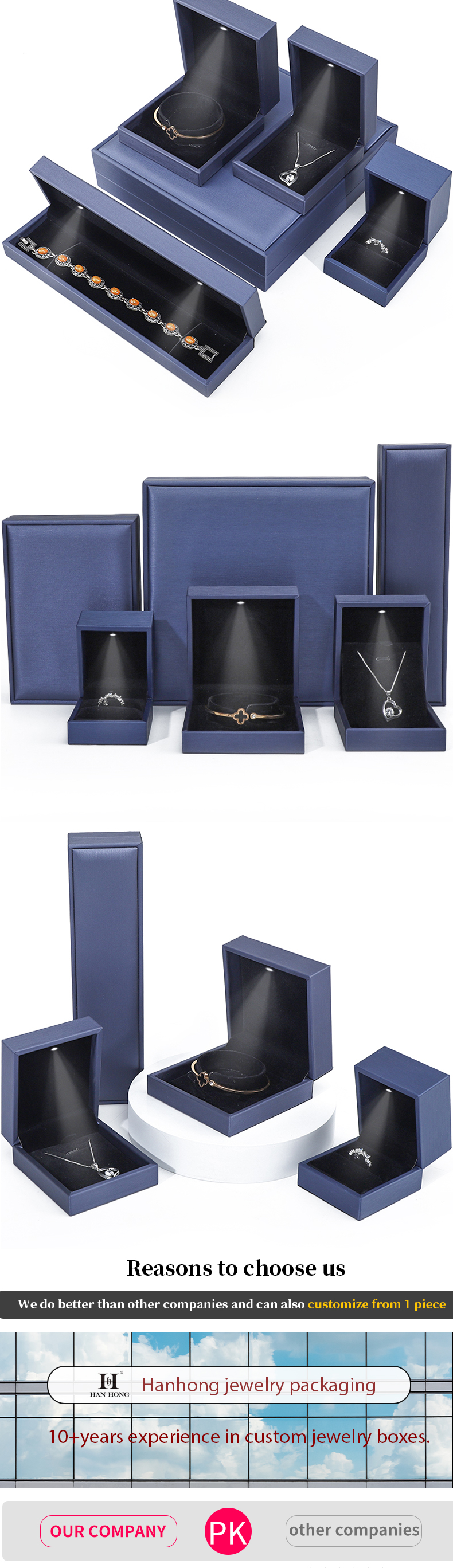 High End Brushed Grain LED Jewelry Box , PU Leather Ring Box With Light Inside
