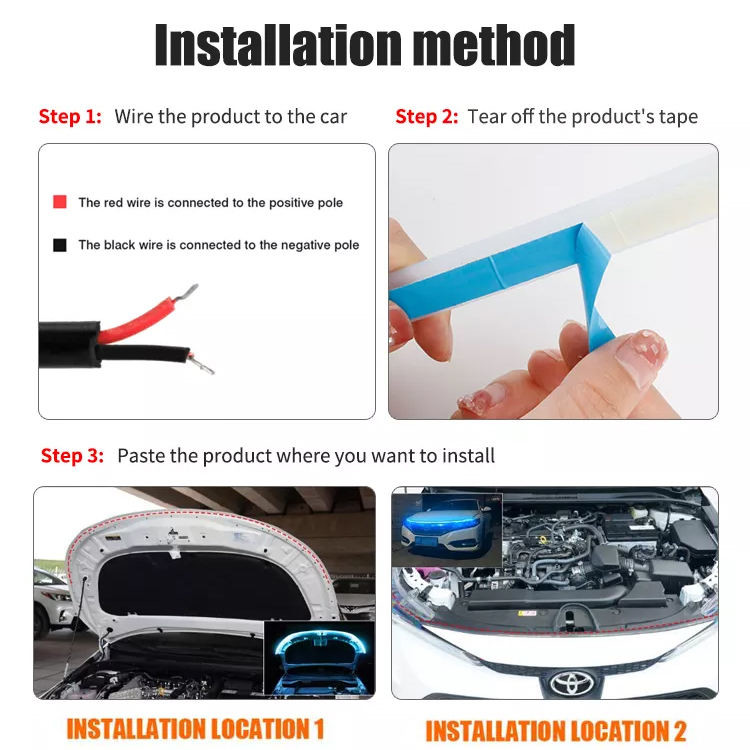1.5m 1.8m Modified Car Lights Strip Auto Head Lamp Daytime Running Car Head Light Led