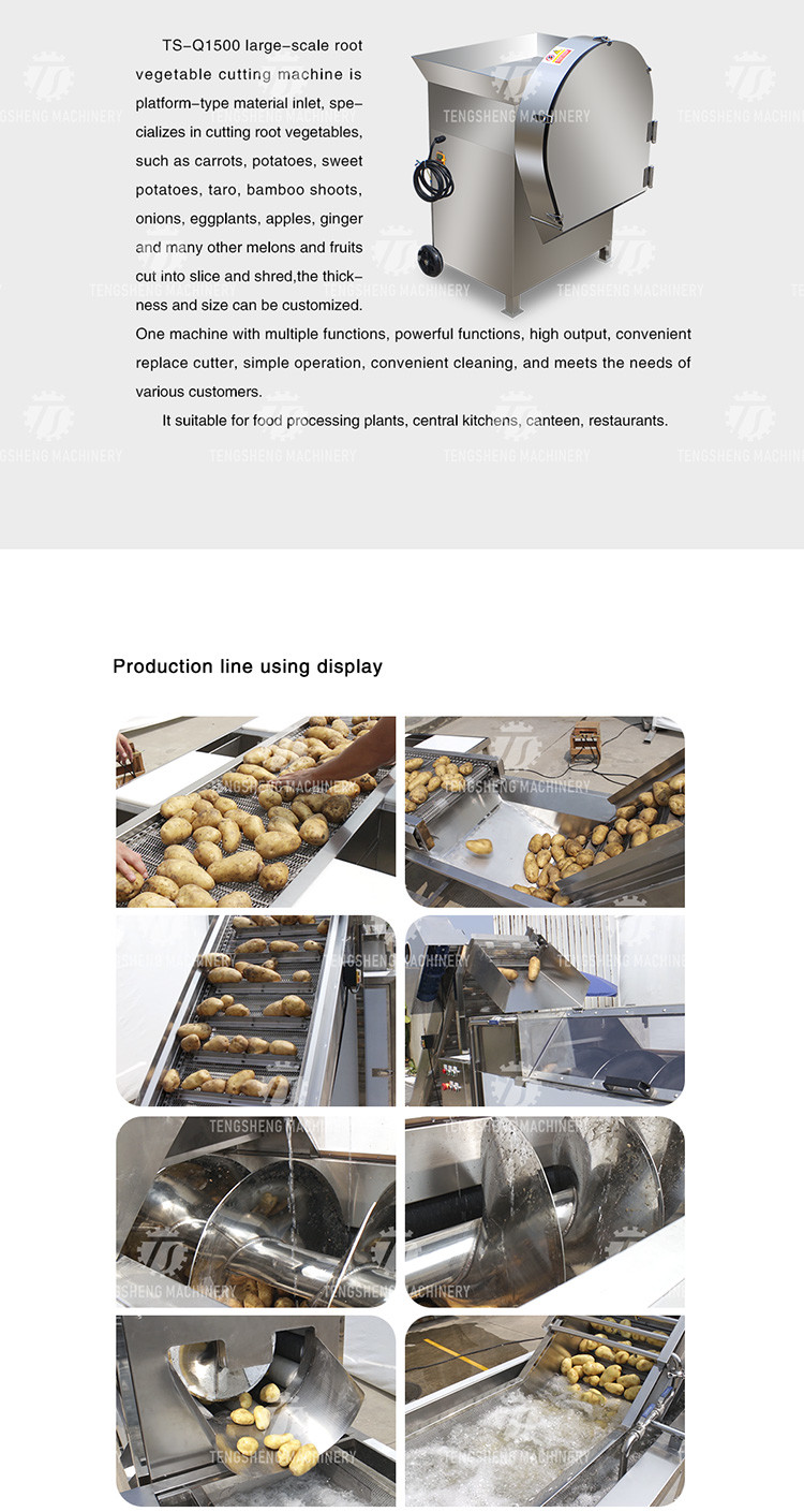 380V Fruit And Vegetable Processing Line Sweet Potato Picking Hair Roller Bubble Cleaning Drying Cutting Machine