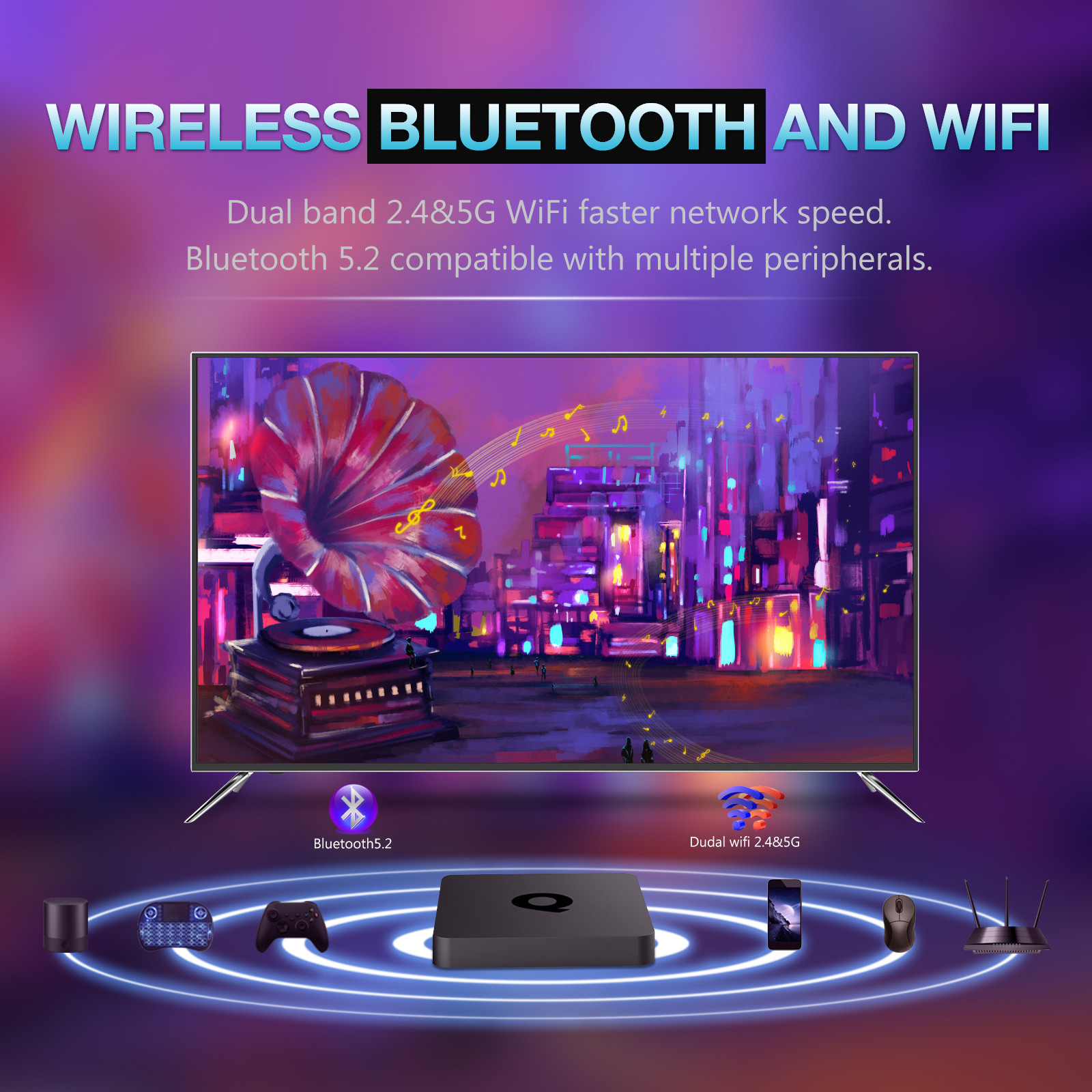 Voice Remote North American IPTV Wifi 4k 2GB 16GB Internet Smart TV Box