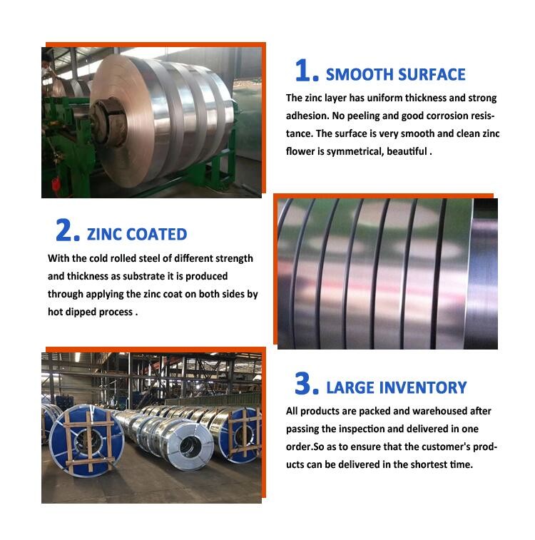 Q195/Q235/Dx51d Galvanized Steel Coil Strip Chromated And Bright Surface