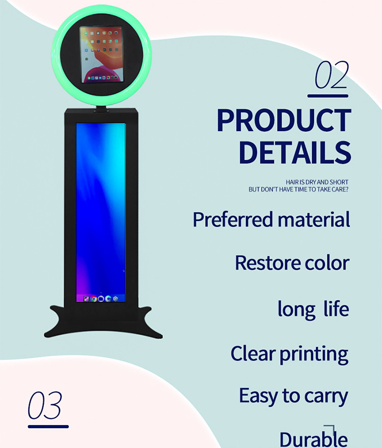 Colorful LCD Light Ipad Photo Booth Social Selfie Booth Live Stream Youtube Tiktok Video Shooting