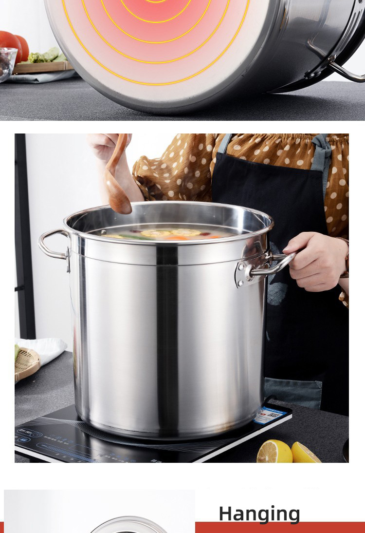 Wholesale Top Seller Kitchen Cooking Soup Ware Induction Stainless Steel 201 Cookware Stock Pot