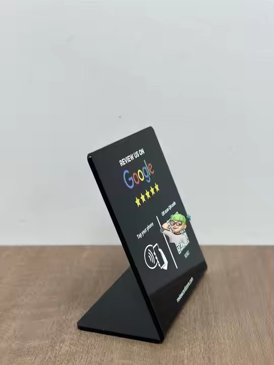 Custom NFC Stand Social Media Review NFC PVC Google Review Card Menu Display Stand