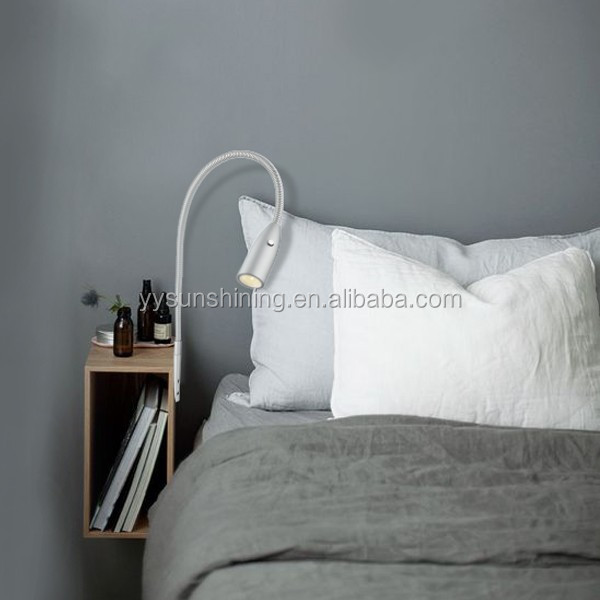 Flexible LED Bed Reading Light with Wall Mount Base and Adjustable Color Temperature 2700-65