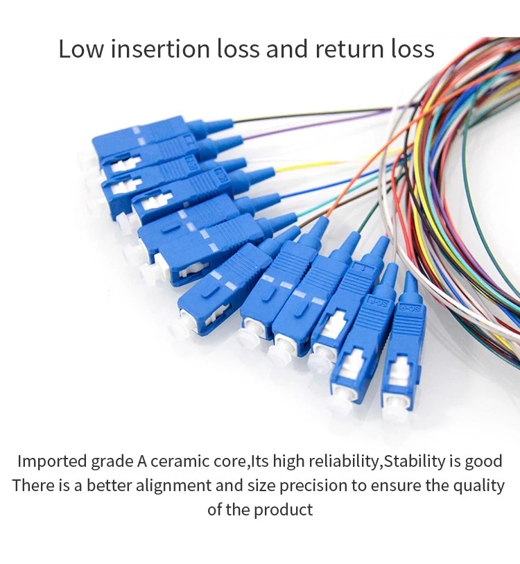 Factory Price High Precision SM 12 Core SC Optical Fiber Cable Pigtail