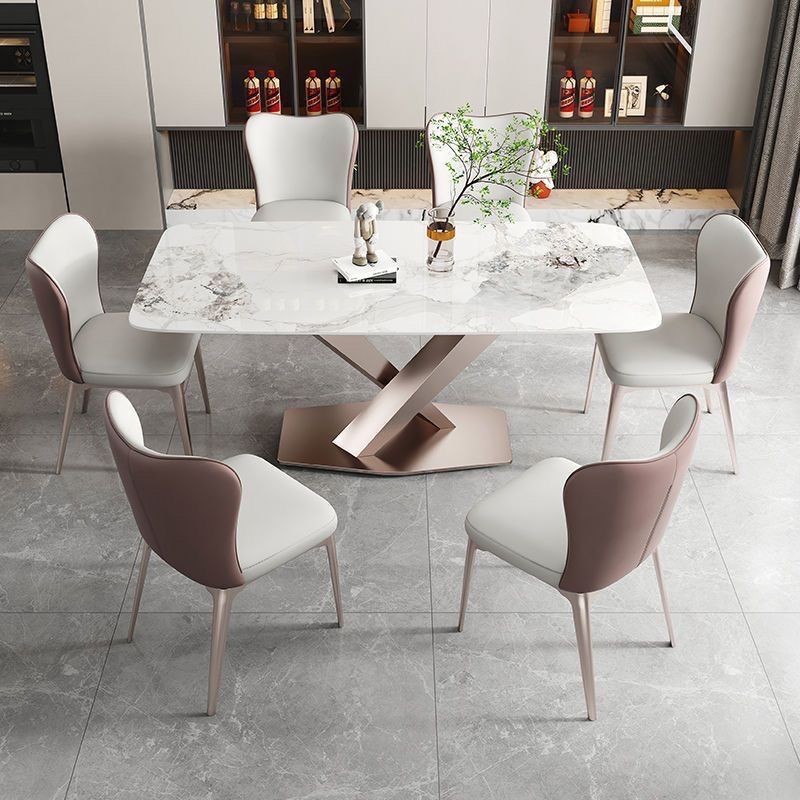 Customized Size 8 Seater Dining Table Set With Aluninum Table Base
