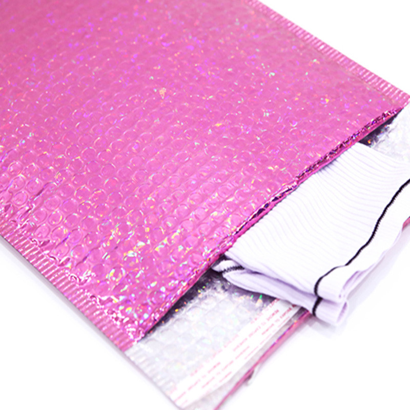 Pink Custom Printed Poly Bubble Mailers 10x13 CMYK Printing