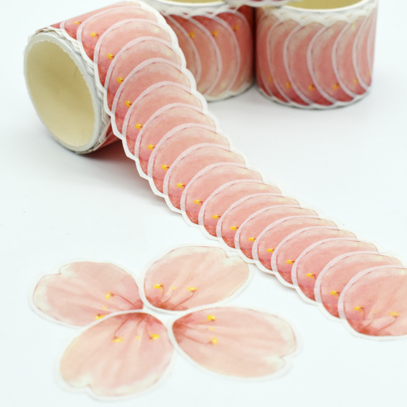 Gift Box Wrapping 35mm Pink Flower Diy Stickers With Tape