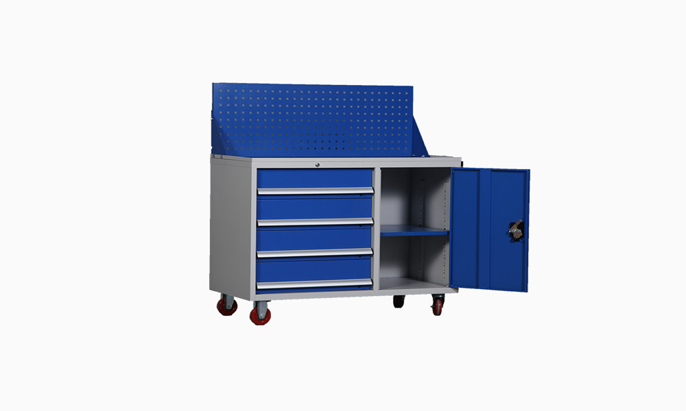 Blue 5 Drawer Mobile Tool Cabinets , ISO9001 Mobile Workbench With Tool Storage