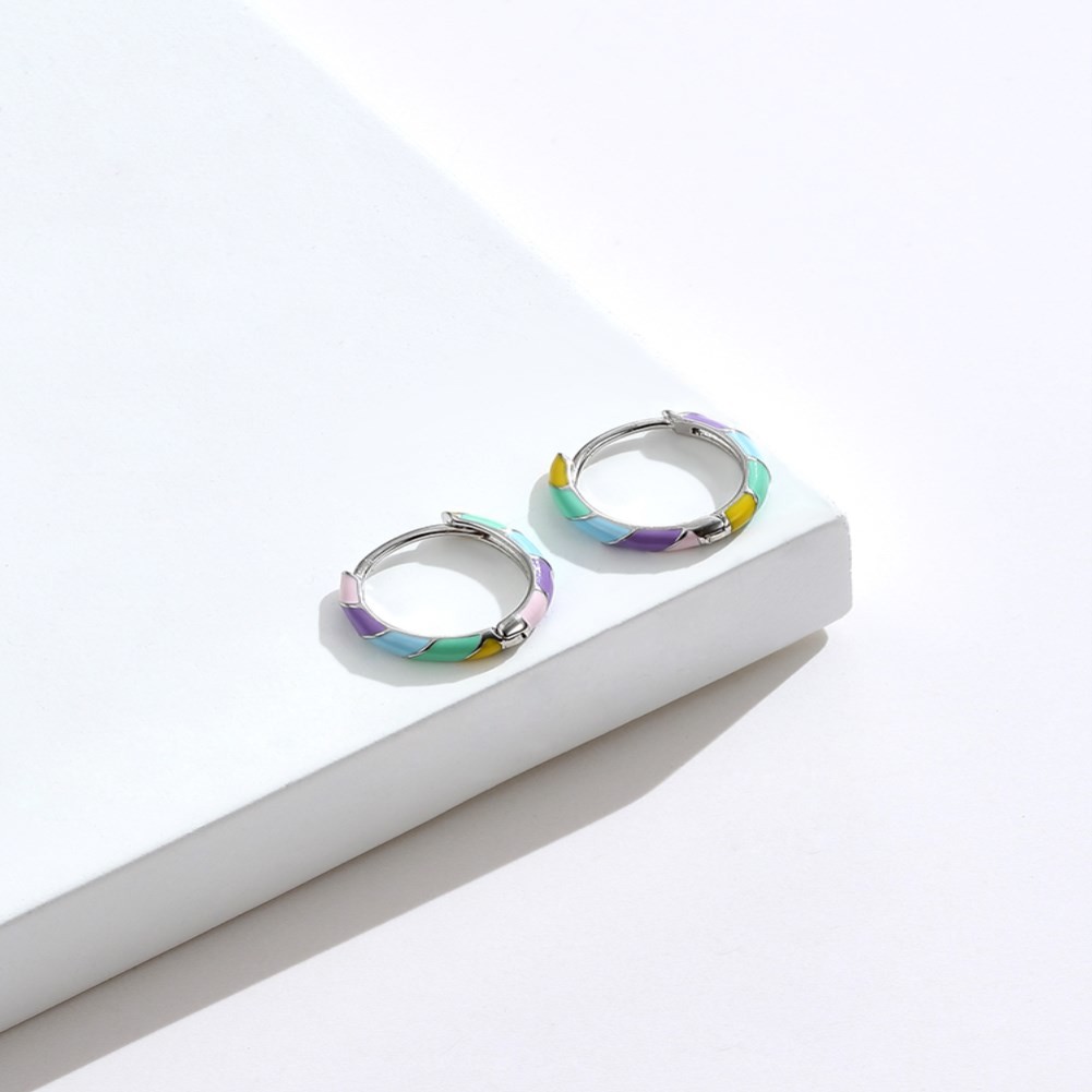 2.5x20mm 1 Gram Sterling Silver Jewelry Earrings S925 Colorful Hoop Earrings ODM