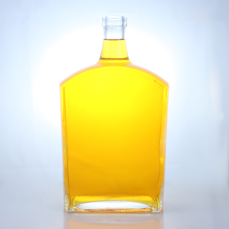 Super Flint Glass Flat Square Rum Vodka Whisky Tequila Gin Bottle with Cork 's Product