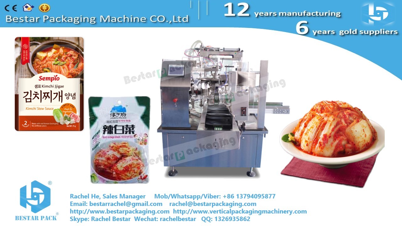 Automatic doyapck machine for kimchi packing in plastic pouch