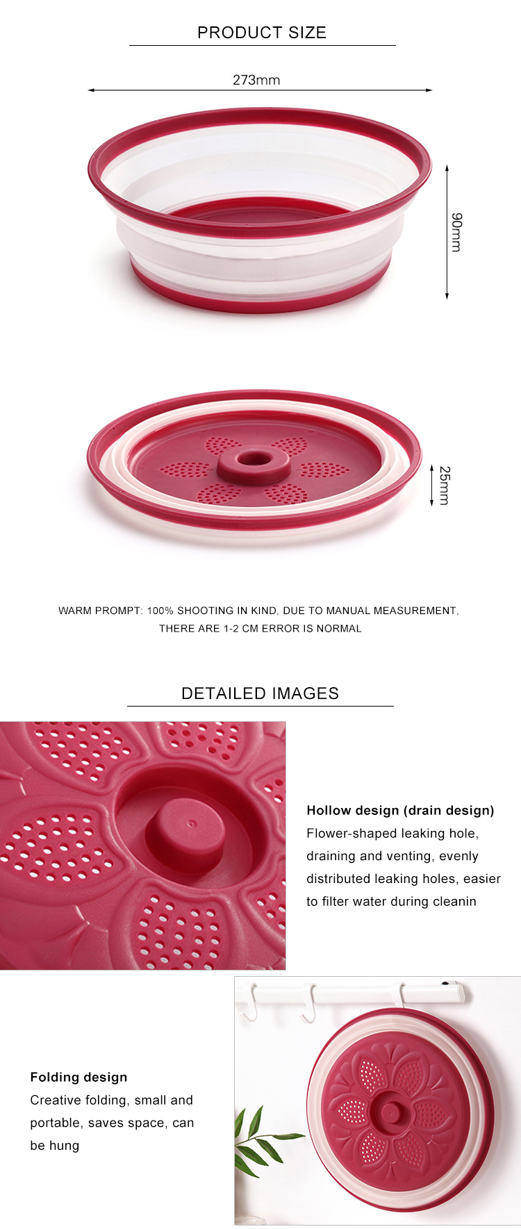 Customized 180g 8.2 Inch Collapsible Microwave Splatter Shield