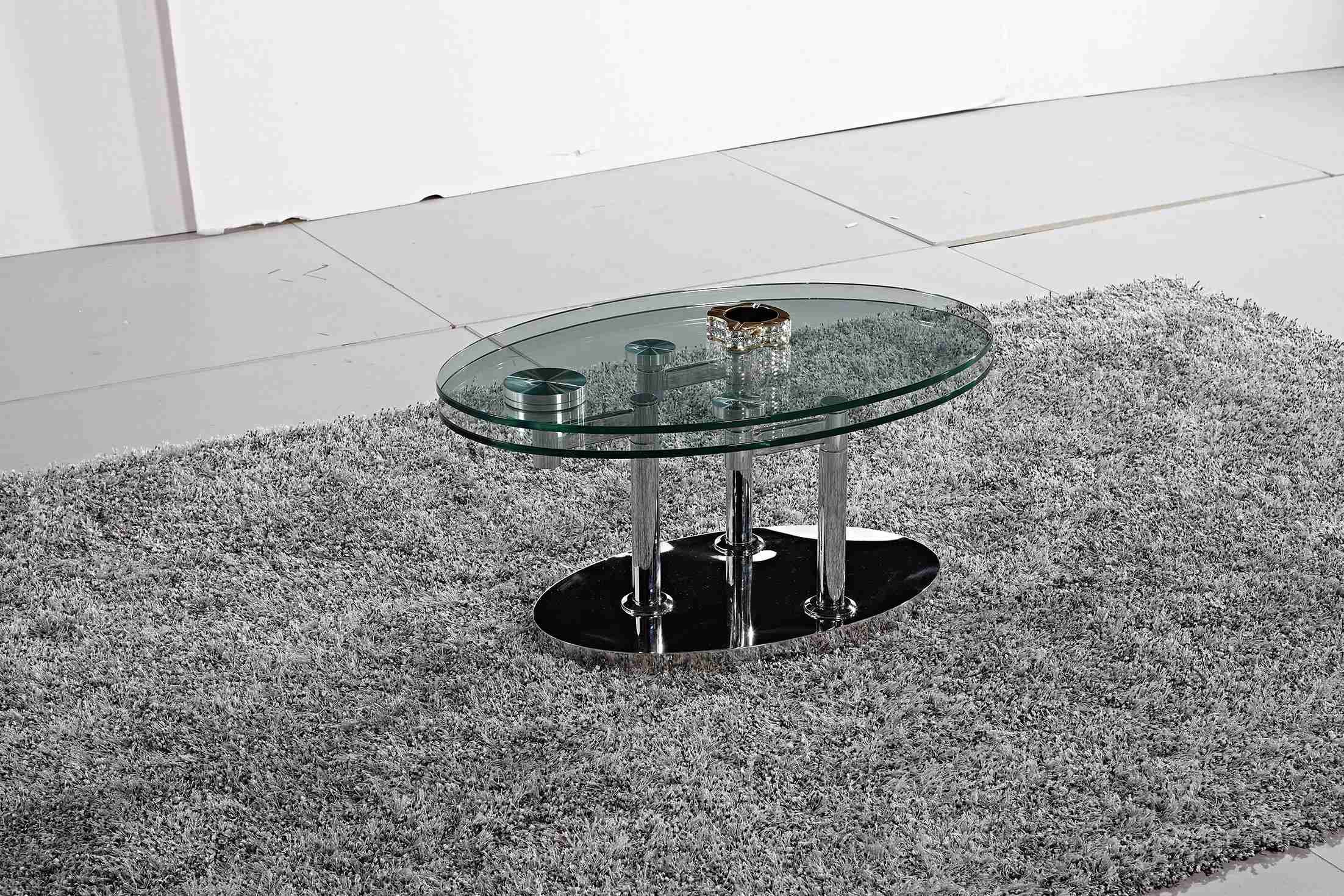 Folding Modern Glass Oval Dining Table Tempered Glass Stainless Steel Frame L200xW100xH75cm