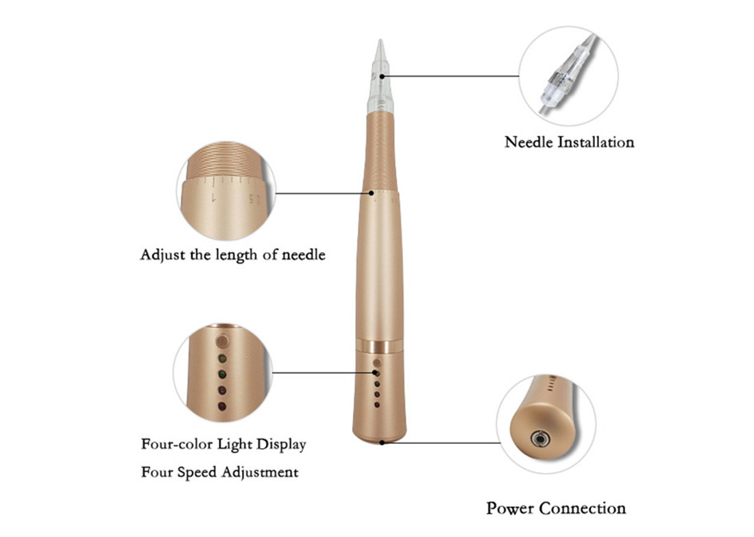 Gold Four Speeds Wireless Permanent Makeup Machine PMU Tattoo Pen