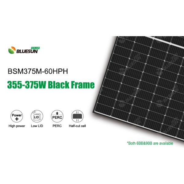 Bluesun Mono Solar Half Cell 375watt Pv Range 36v 360w 370w 375w Solar System for Home Use
