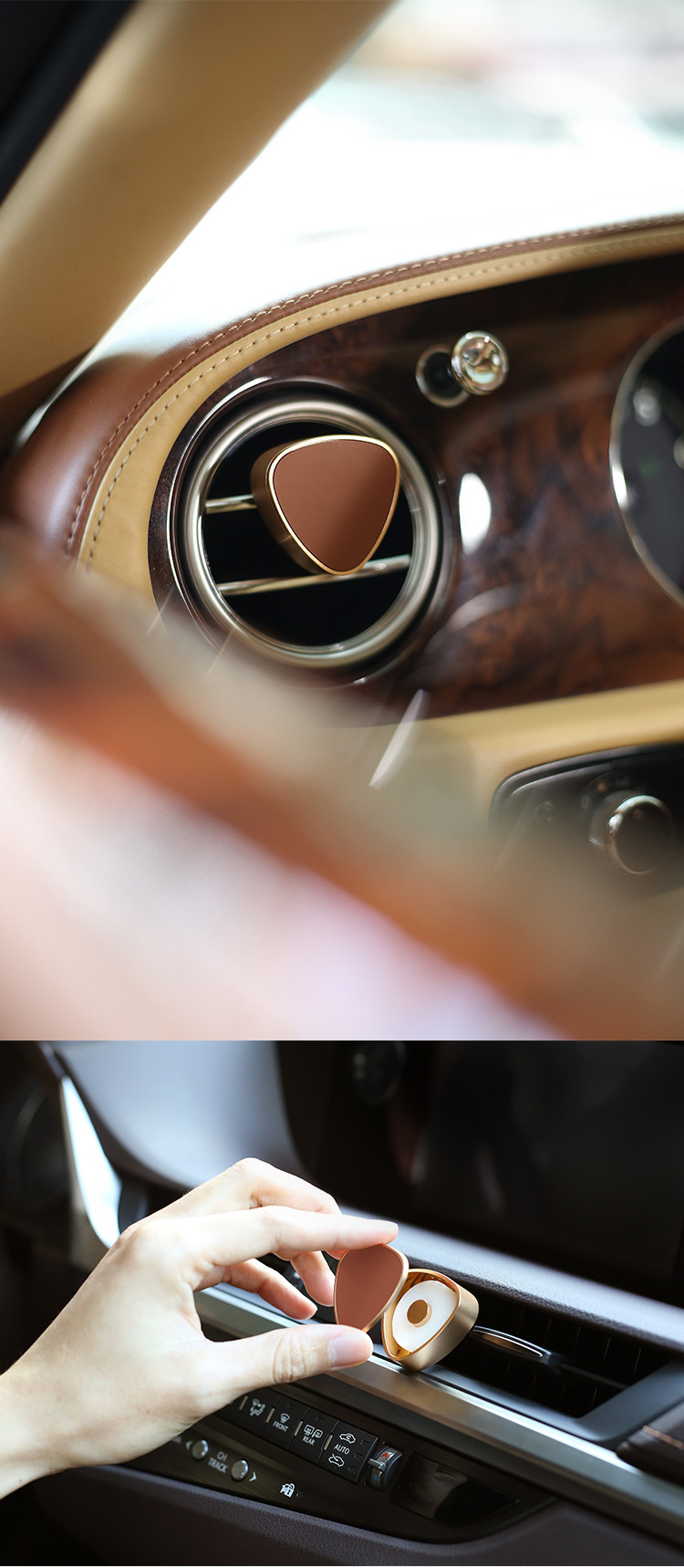 Rose Gold Auto Perfume Diffuser Organic Custom Classic Style Anodized