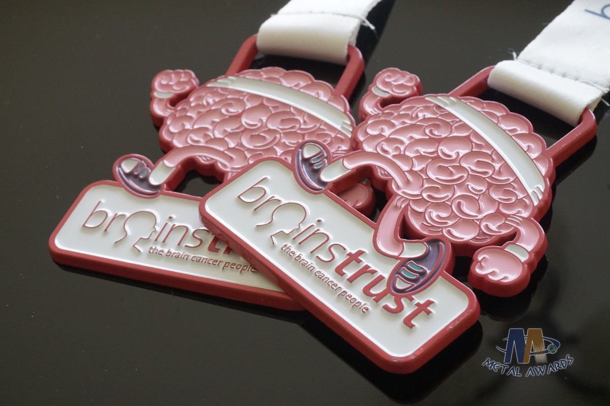 Die Cast Brain Trust Custom Metal Medallions Spray Light Red Color