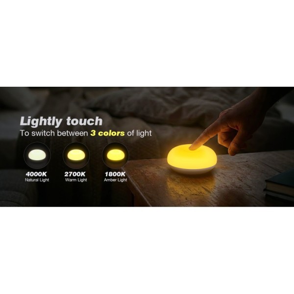 Baby Night Light with 1200mAh Battery 3 Color Temperatures and Auto-Off Timer Portable Desk Lamp