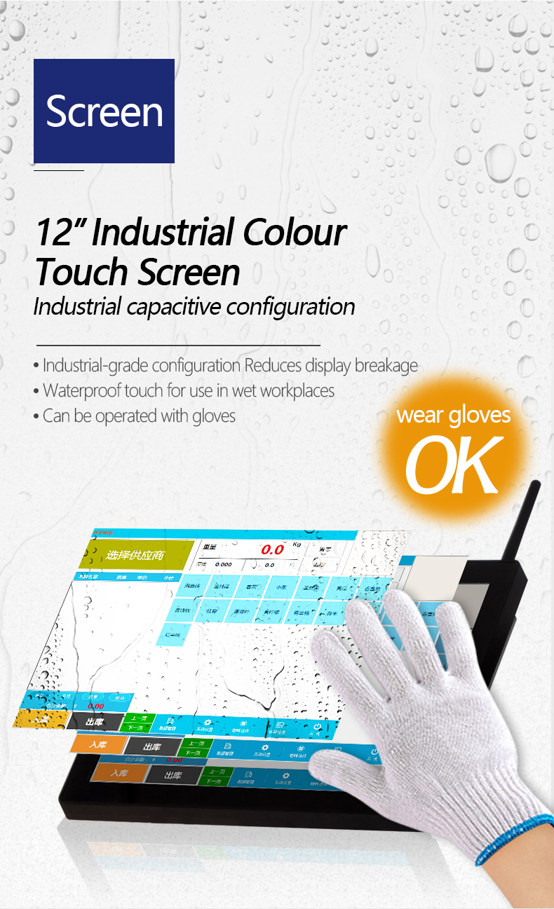 12 Inch Desktop Screen 15-100kg Pork and Beef Processing LCD Printing Label Scale