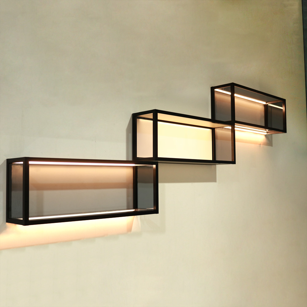 Floating Simple Wall Shelf Aluminum Structural Frame For Living Room