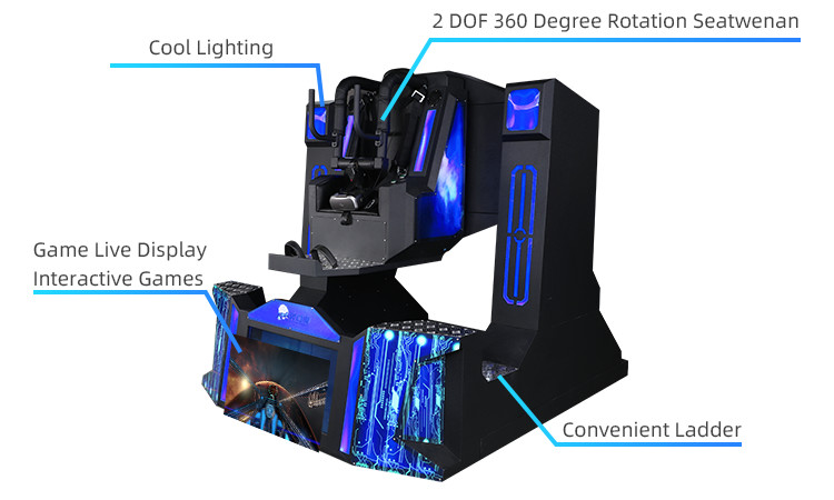 Acrylic Appearance VR Shooting Simulator 9D 720 Degree Rotation With Cockpit