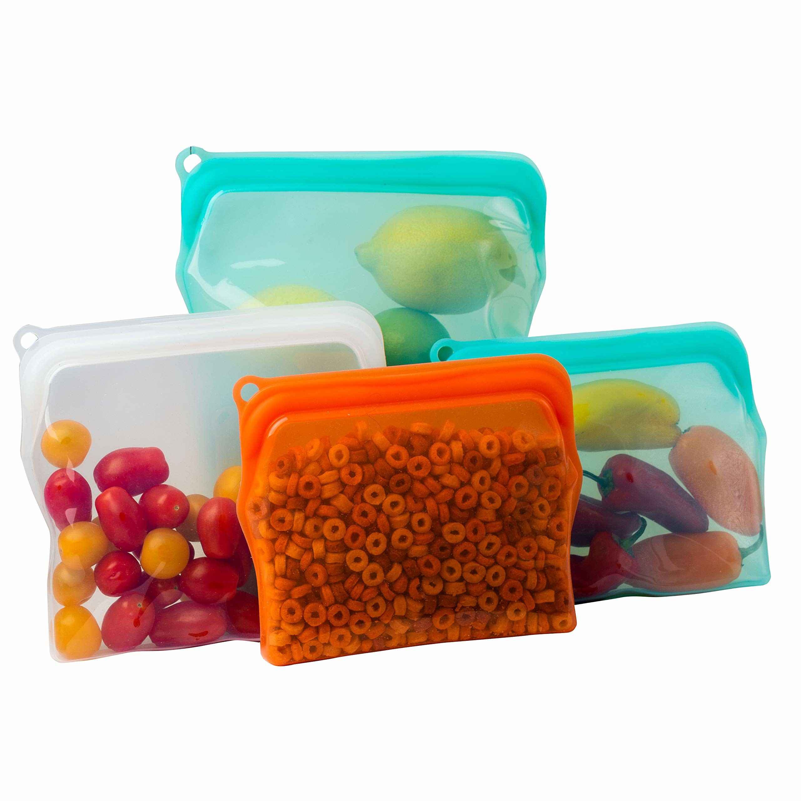 Reusable 100% Silicone Food Storage Bags Sandwich Snack Bags New Generation Stand Up Zip Container For Soup And Leftover