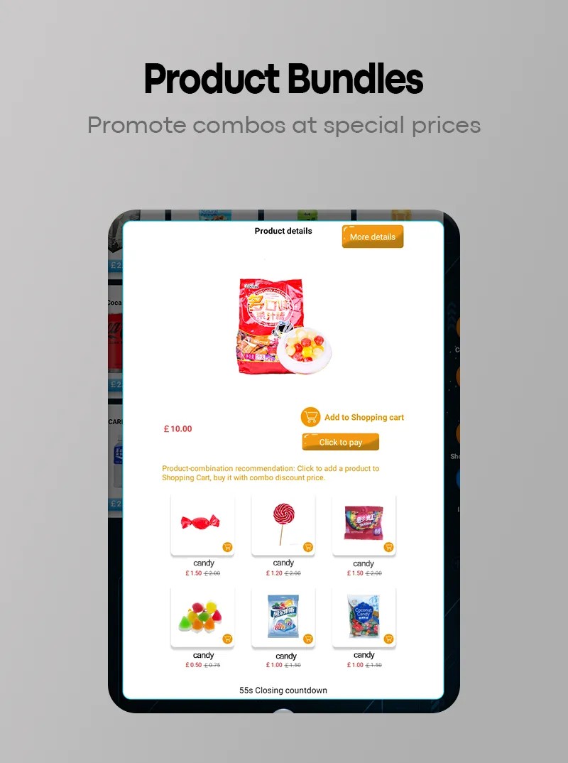 Smart Candy corner Vending Machine with 21.5-Inch Touchscreen Multiple Payment Options Candy Vending Machine
