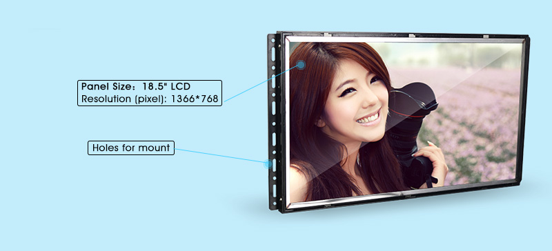 18.5 Inch Advertising Open Frame LCD Screen With 20000 Hours Long Using Life