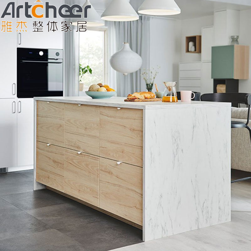 Durable Traditional Outdoor Kitchen Island with Marble Top and Pendant Light Design