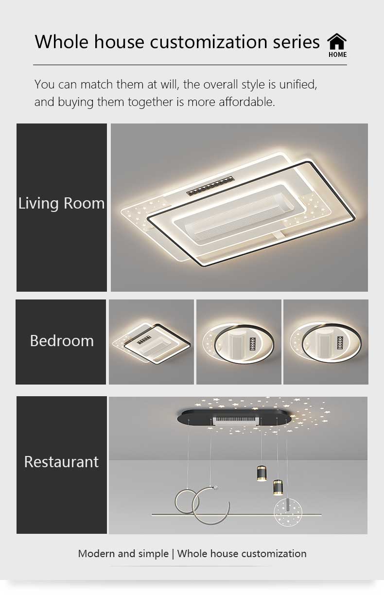 Luxury Fan Light Square Bedroom 6 Speeds Decorative Recessed Smart Bladeless Ceiling Fan With Light for Living Room Bedroom