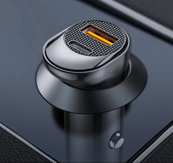 Metal Silver Pull Ring PD30W Super Fast Car Charger Invisible QC 3.0 Car Charger