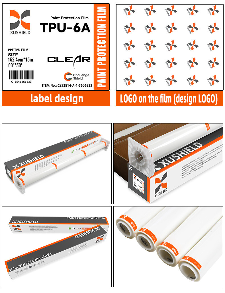 XUSHIELD Manufacturer Wholesale Clear Car Film Self-adhesive Anti-Scratch Self-Healing TPU PPF Paint Protection Film