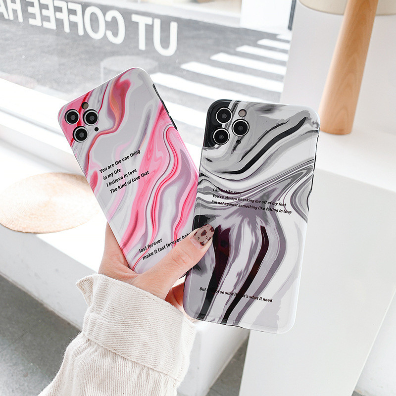 Shockproof Marble Phone Case TPU PC Hybrid Camera Protection